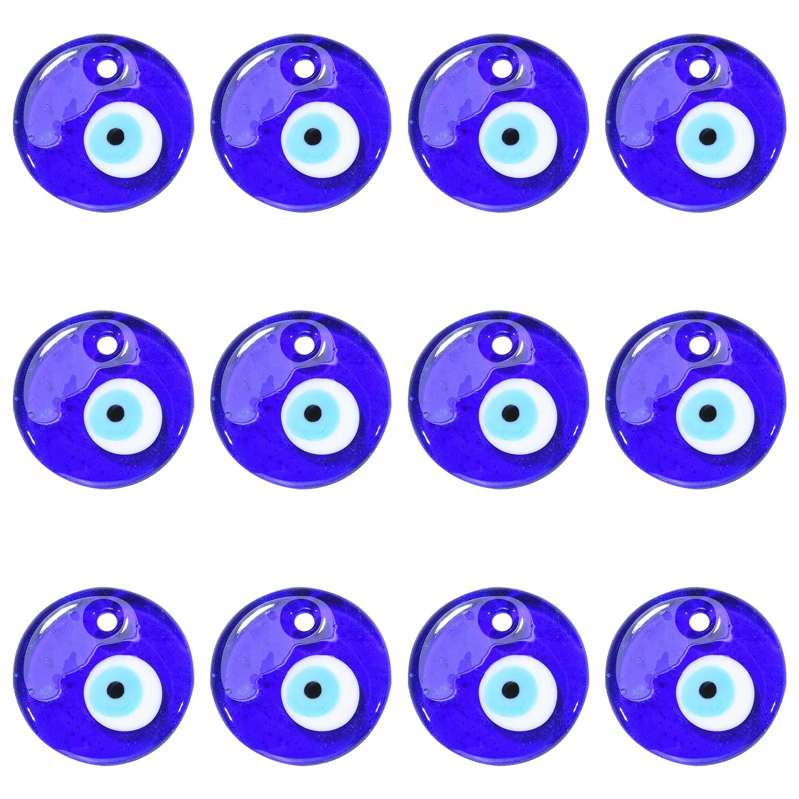 Pandahall 10Pcs Flat Teardrop Evil Eye Lampwork Pendants Blue Eye Lampwork Glass Dangle Charms for DIY Earrings Necklace Jewelry