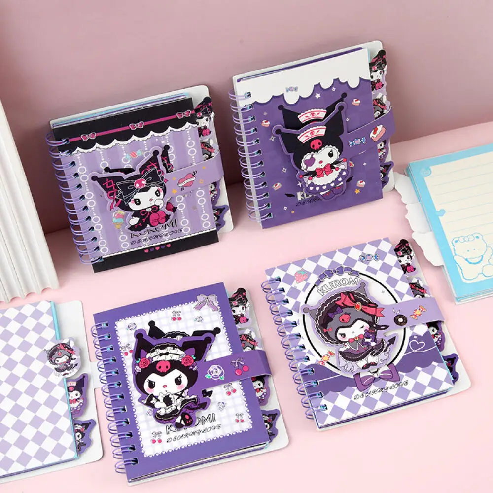 Random One Sanrio Kuromi Coil Notebook Cartoon Colour Printing Notebook Notepad Portable Magnetic Buckle Notebooks Stationery