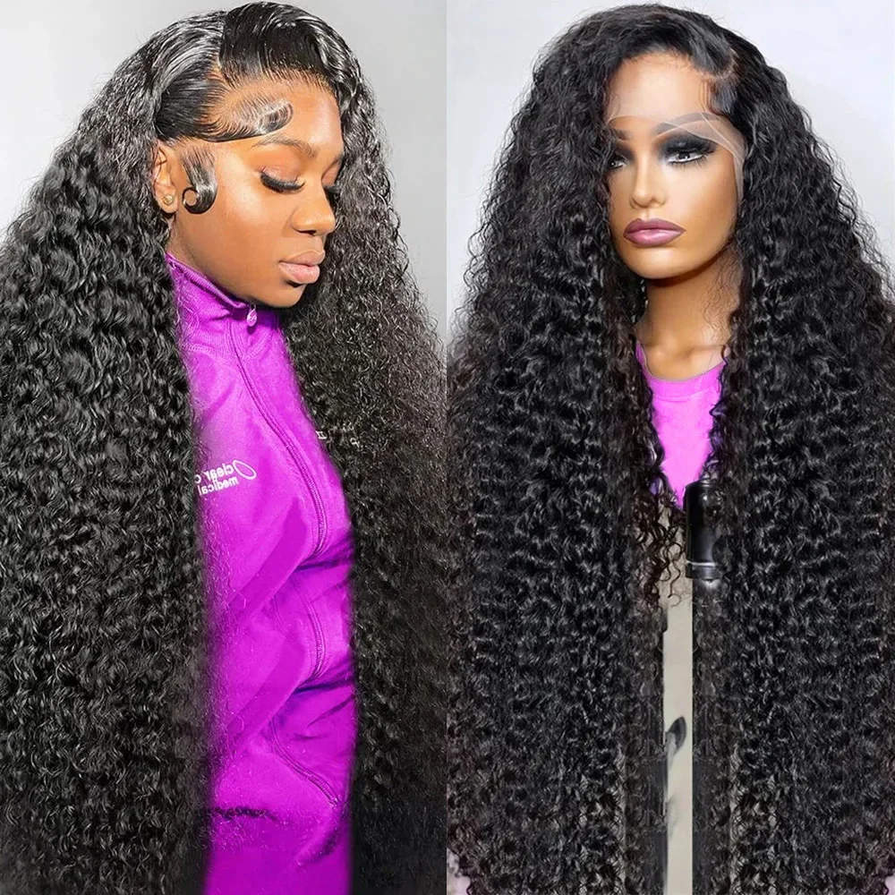 Perruque Deep Wave Brésilienne Naturelle, Cheveux Bouclés, 13x4 13x6, Densité 150% 180%, pour Femme Africaine