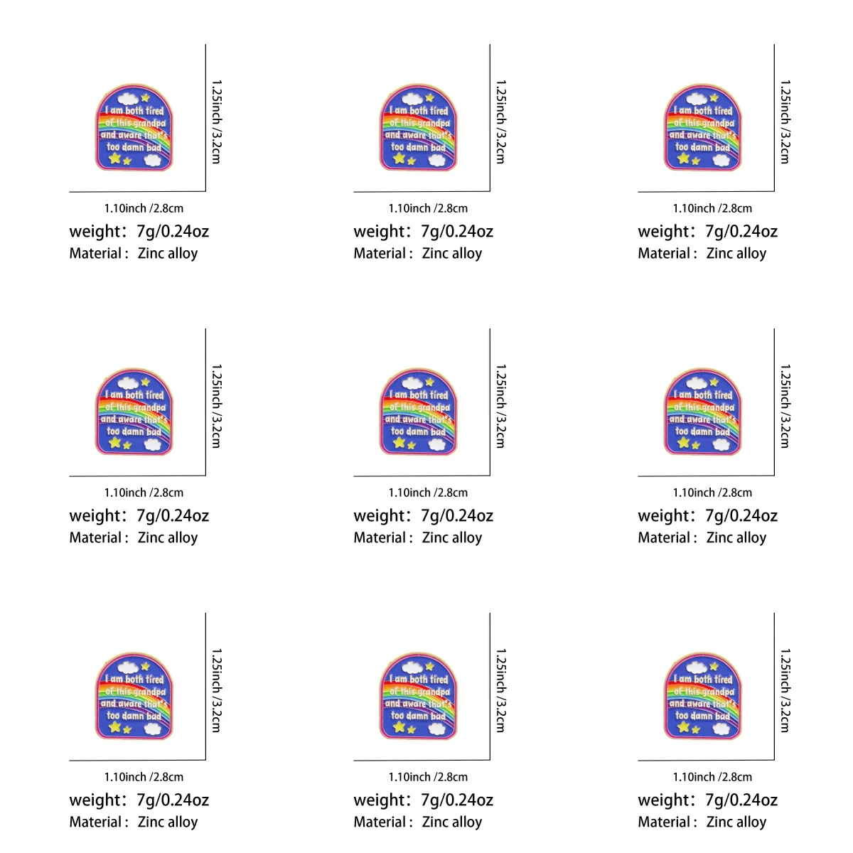 9pcs/Set Sarcastic Quotes Enamel Pin Rainbow Cloud Star Metal Brooch Backpack Lapel Badge Jewelry Accessories Gift for Friends