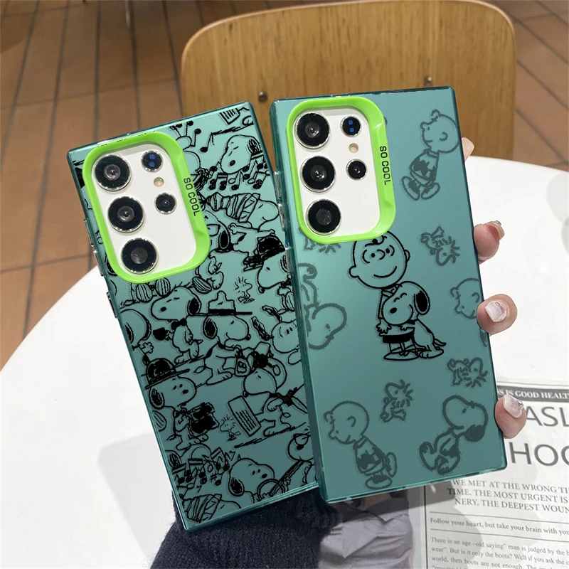 Симпатичный S-Snoopy для Samsung Galaxy S24 S23 S22 S2 S20 Note 20 FE Ultra Plus красочный серебристый ударопрочный чехол для телефона