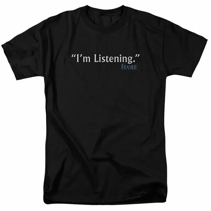 Футболка с логотипом Frasier Im Listening, мужская, лицензионная, с изображением классического телешоу, черная