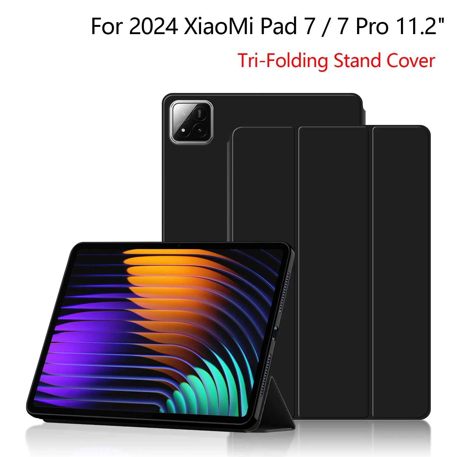 Tablet Case For Xiaomi Pad 7 2024 11.2 Inch Smart Tri-Fold PU Leather Stand Cover For Mi Pad 7 Pro 11.2