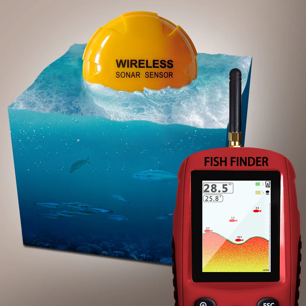 Wireless Smart Portable Depth Sonar Fish finder  Wireless Underwater Visible High-Definition Sonar Sensor Fishing Fish detector