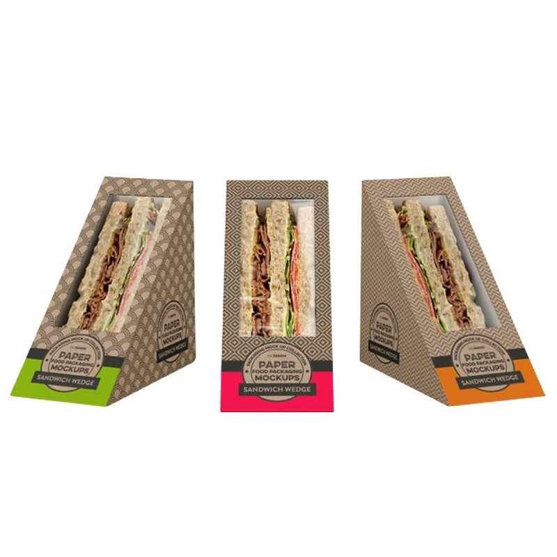 Op Maat Gemaakte Productkleine Enkele Bruine Sandwichdoos Verpakking Kraft Sandwich Box Container