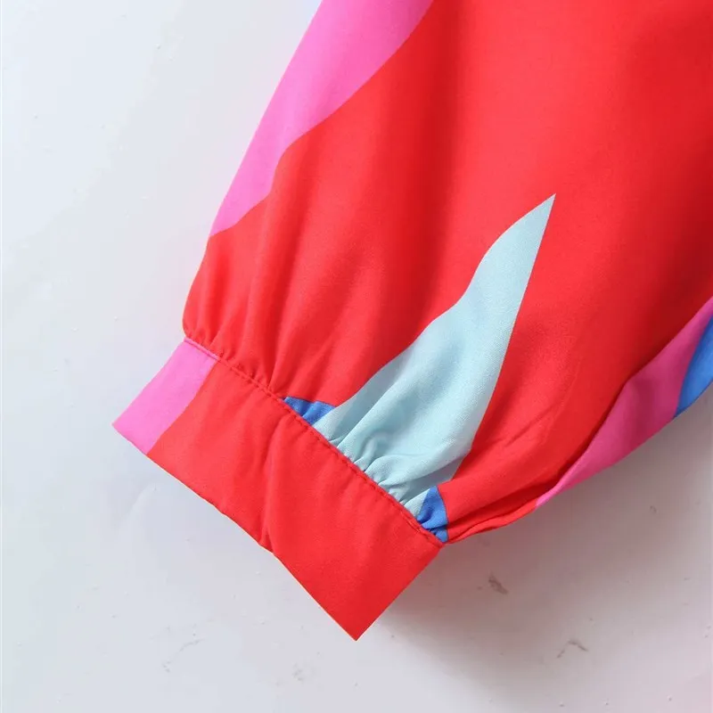 

Autumn Women's Long SVE Geometric Shirt Street Style Polyester Fiber Skins-friendly Breathable Long Sleeve Shirt for Women