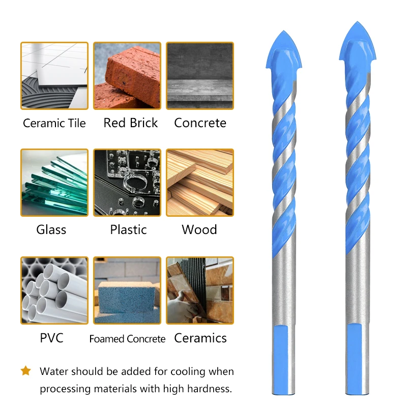 XCAN Cemented Carbide Drill Bit Ceramic Tile Wall Metal Drilling Tools Triangle Center Drill Bit Glass Drill Bit 3/4/5/6/8/12MM