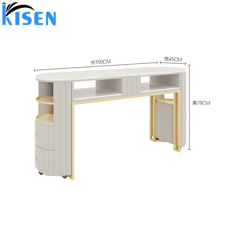 Luxury Popular Spa Beauty Salon Furniture Modern Double Seats Manicure Table  Nail Desk Station for Beauty Salon Use - view 5