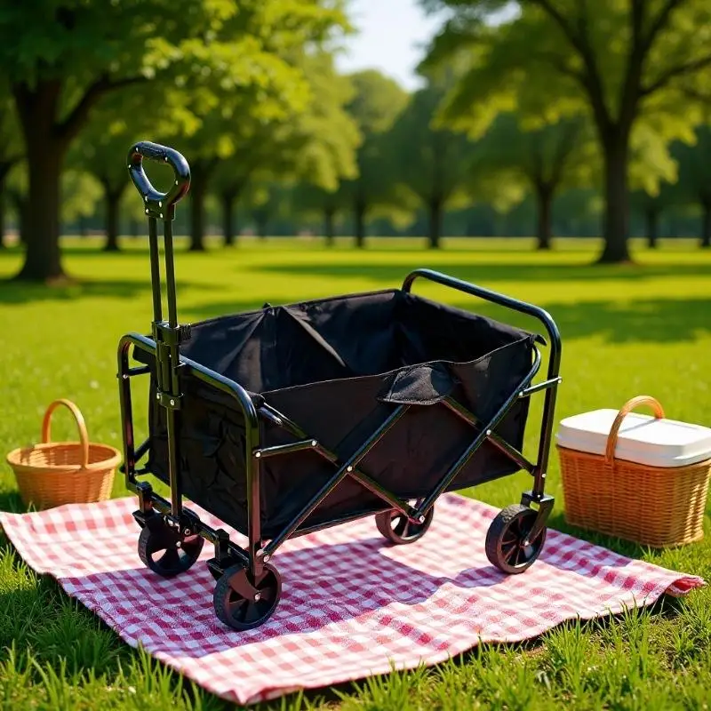 Factory Direct Sale Collapsible Foldable Waterproof Four-Wheel Trolley Cart Stainless Steel Outdoor Storage Camping Beach Wagon