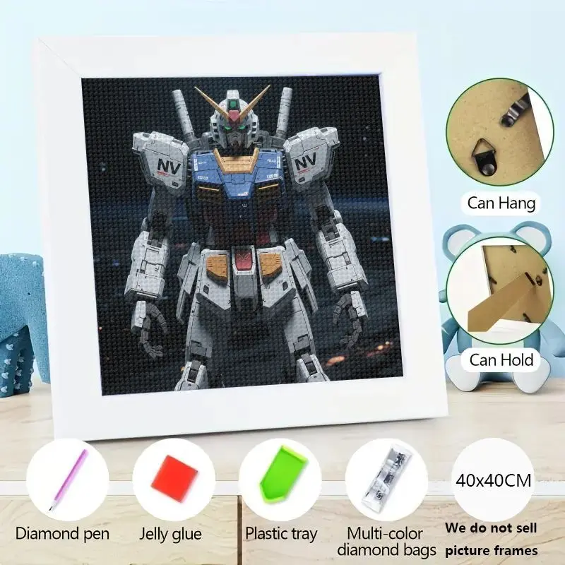 

1 шт. 5D DIY Gundam Robot Набор для алмазной живописи, аниме Mech Full Drill Круглая алмазная художественная вышивка крестиком для домашнего декора стен