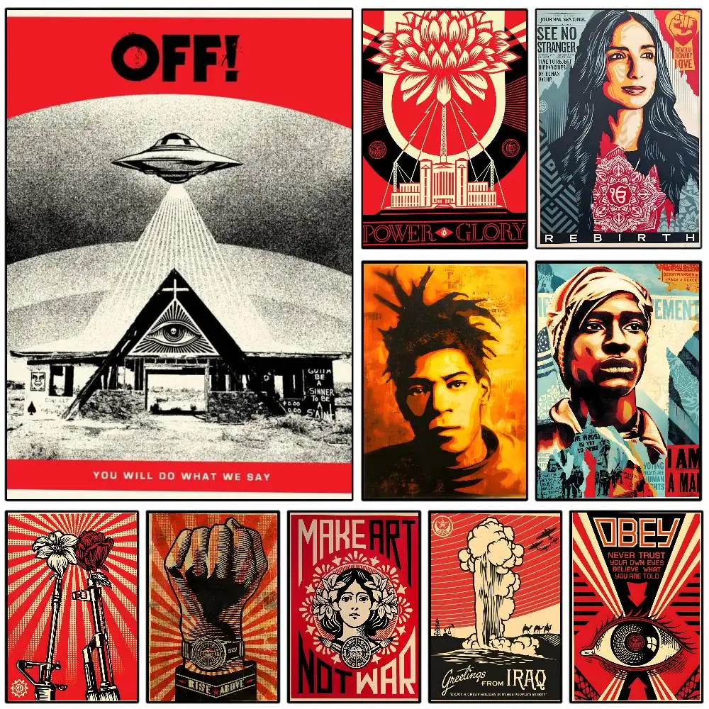 Abstract Shepard Fairey Poster Self-adhesive Art Waterproof Paper Sticker Coffee House Bar Room Wall Decor