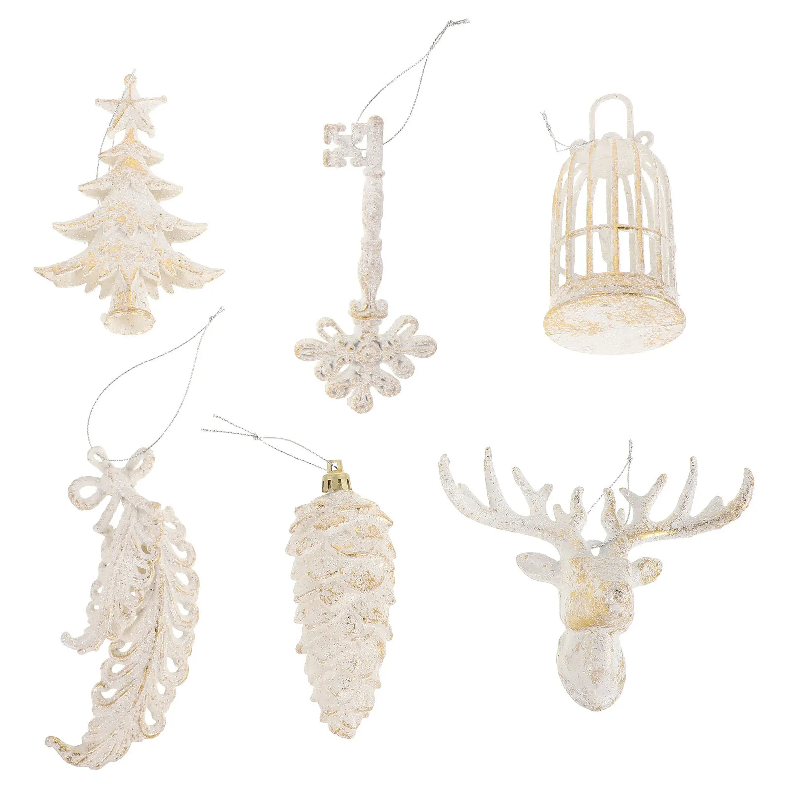 

6 Pcs Christmas Tree Stars Vintage Decor Toppers Modern Ornaments Baubles Candy Hanging