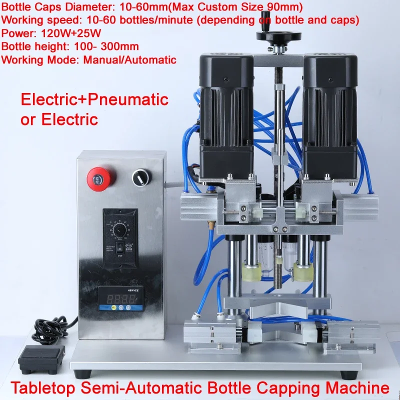 LYTabletop Semi-Automatic Bottle Capping Machine for Screw Top Unicorn Juice Liquid Spray Cap Twist Glass Dropper Capper 10~60mm
