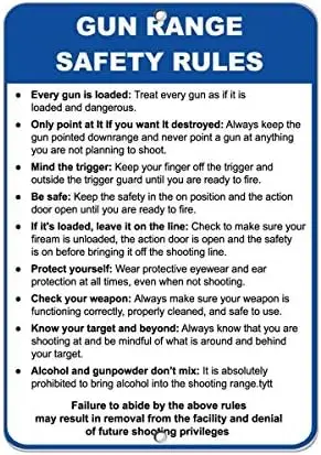 Warning Sign Gun Range Safety Rules Every Gun is Loaded Security Sign Business Sign Aluminum Metal Tin Sign 8