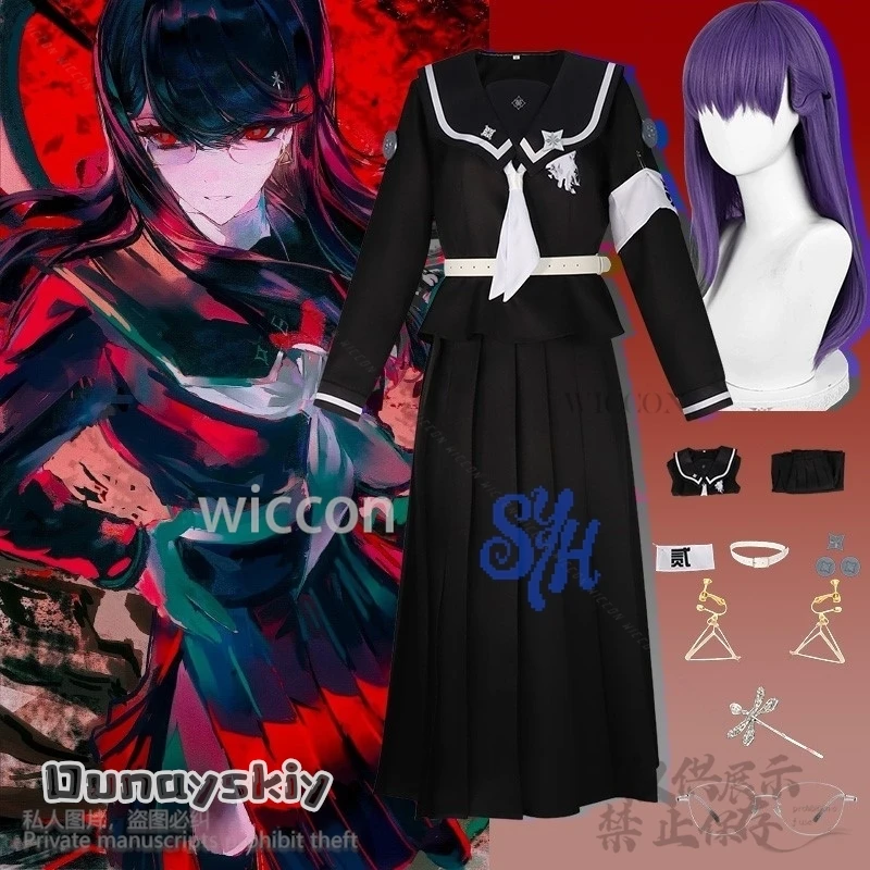 

Anime Game The Hundred Cosplay Shizuhara Hiruko Japanese Long Black Dress Goth Jsk Lolita Cos School Uniform Halloween Party Cos