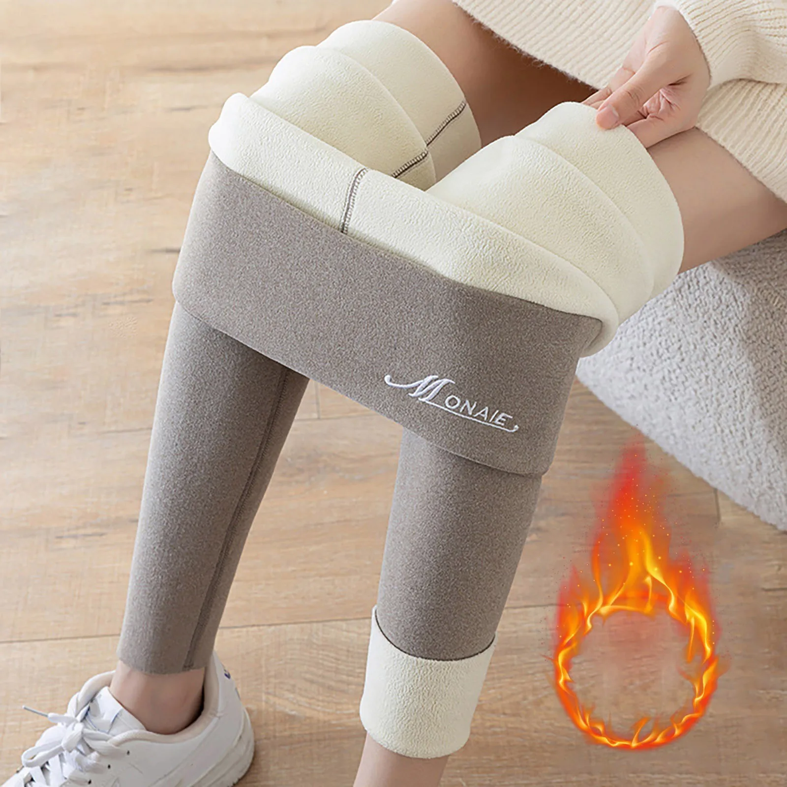 Leggings de caxemira de inverno feminino sólido quente leggings cintura alta magro calças elásticas tamanho grande adicionando veludo e espessamento calças