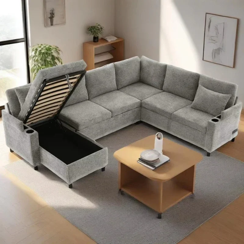 Multifunctional pull-out sofa bed with charging port Home storage