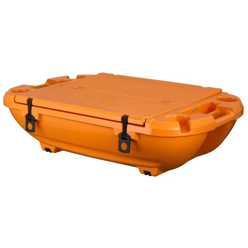 Ship type floating cooler, premium amphibious beverage cooler, dry storage box, tow rope freezer, water sports, orange