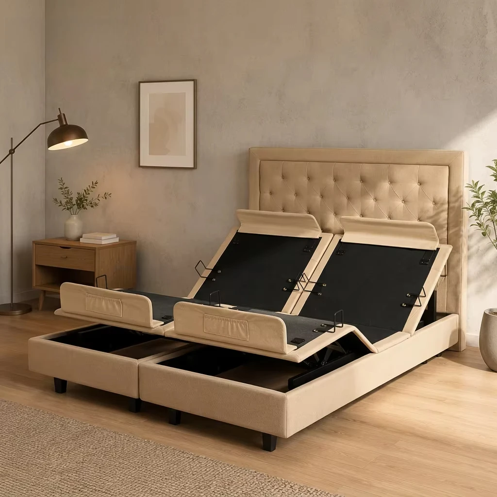 Modern Beauty Salon Durable Split king Electric Smart Wireless Remote Metal Reclining Frame Adjustable Bed