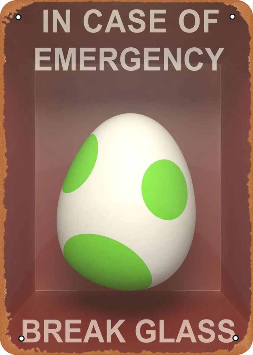Cartel de videojuegos Arcade clásico, letrero de chapa de Metal en caso de emergencia. ¡El huevo de Yoshi! Kit de emergencia Póster Bar Decoración de pared