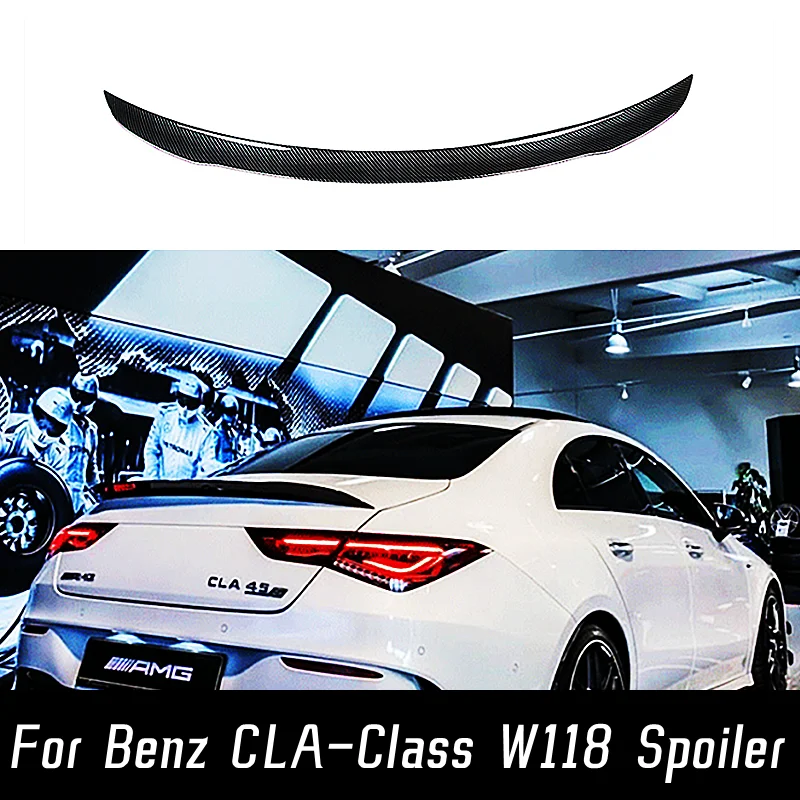 Carbon Black Rear Trunk Lid Car Spoiler Wings Boot Lip Ducktail For 2019-2020 Mercedes Benz CLA Class W118 CLA250 CLA200 CLA220