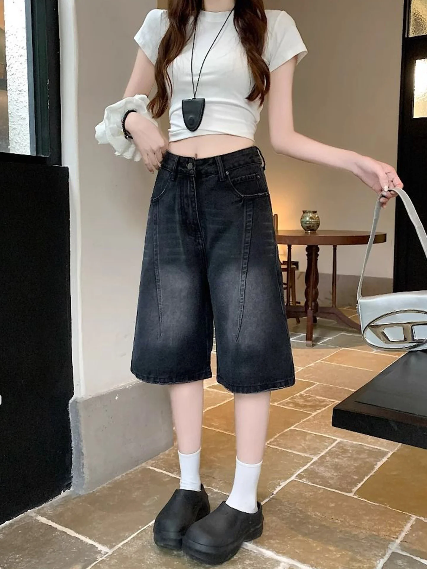 

Американские джинсы с высокой талией, свободные, широкие, прямые, женские, повседневные, универсальные, стройнящие, летние, весенние