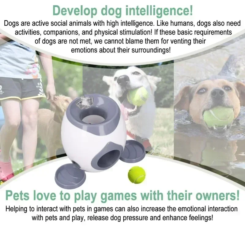 Dog Pet Toys 2 In 1 Tennis Launcher Automatic Throwing Machine Pet Ball Throw Device Interactive Pet Feeder Toy For All Size Dog