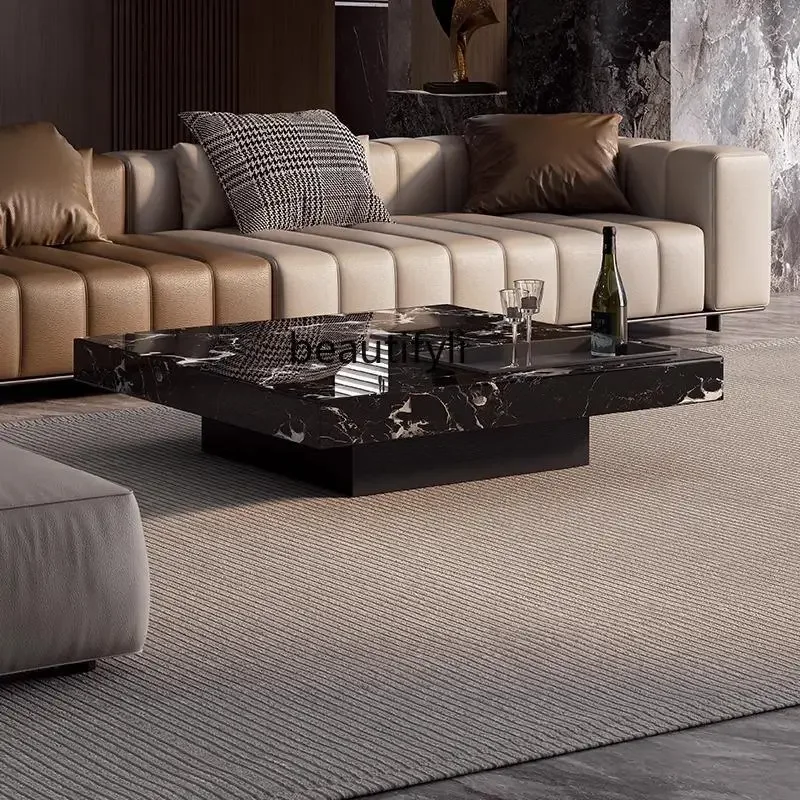 

Asmt51 ss Italian minimalist luxury stone coffee table light luxury modern living room square high-end marble