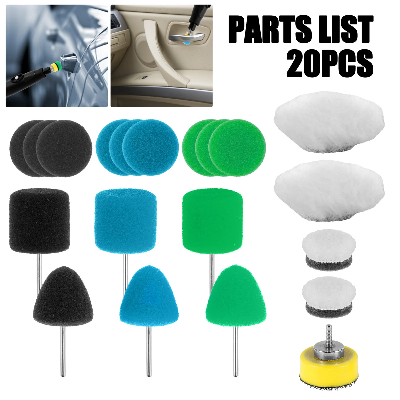 

20Pcs Buffing Waxing Polishing Sponge Pads Wear-resistant and Highly Malleable for Polishing Details in Small and Narrow Areas