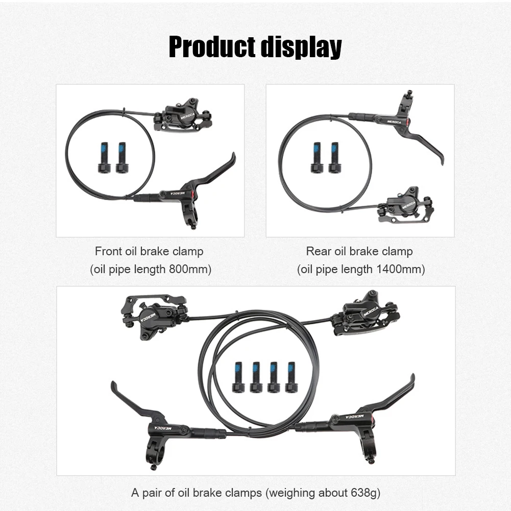 

Mountain Bike Hydraulic Disc Brake Set Left Rear Right Front Brake Set Bicycle Bike MTB Accessories with Rotors Bolts