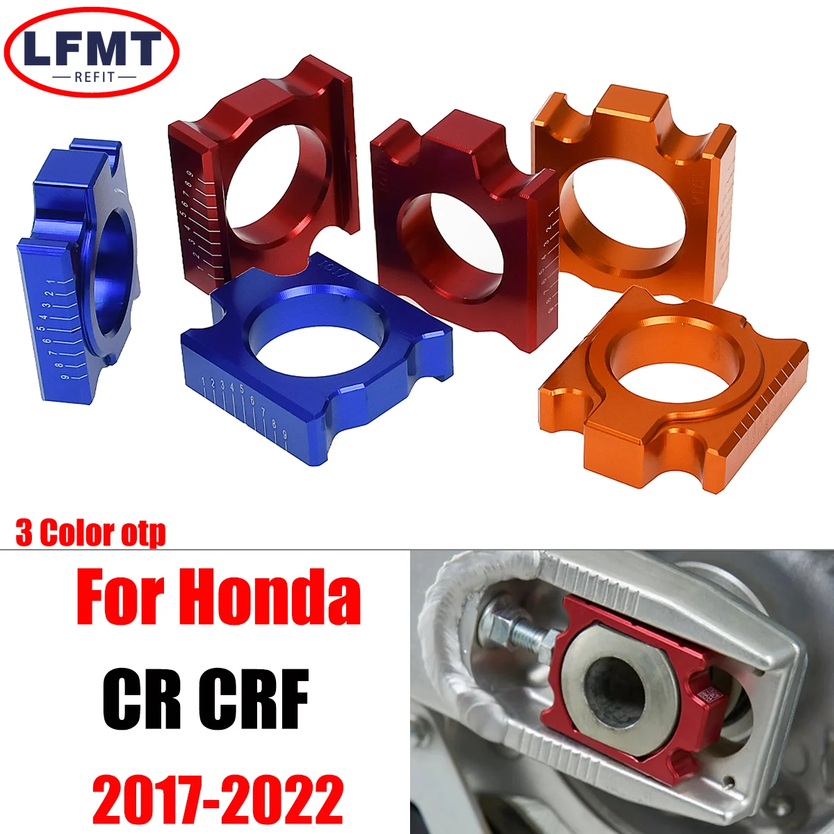 

Motorcycle CNC Rear Chain Adjuster Axle Blocks For HONDA CR 125 250 CRF450RX CRF X R RX CRF250R CRF450R CRF250X CRF250RX CRF450X