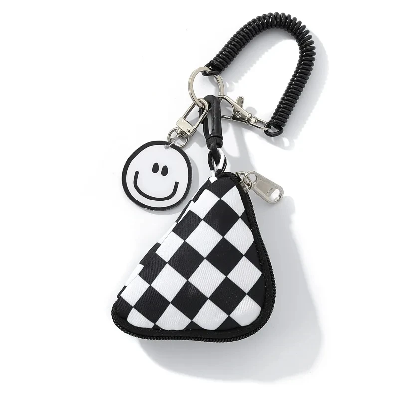 New Fashion Three-dimensional White Black Checkerboard Coin Purse with Keychain Cute Mini Coin Bag Key Change Pouch Earphone Bag