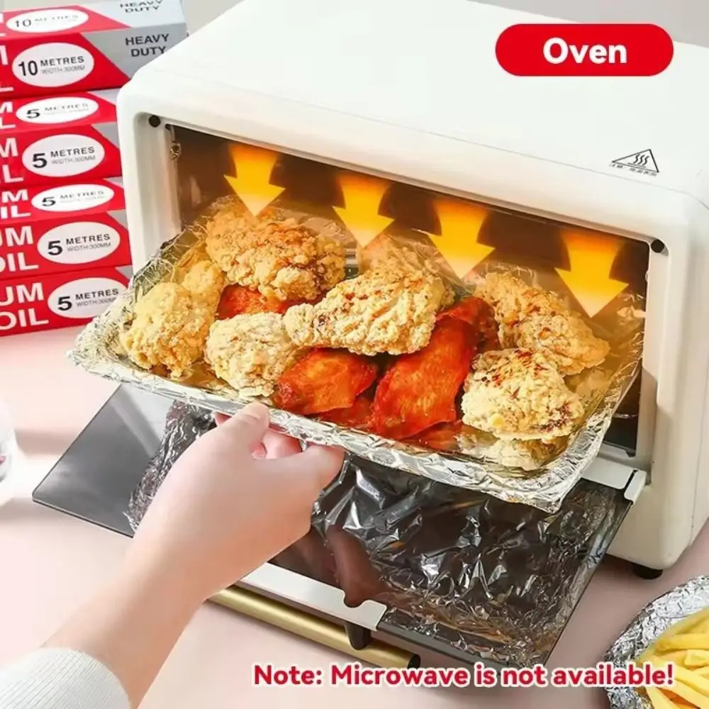 Disposable Tin Foil Paper Kitchen Baking Aluminum Tin Foil Roll Papers Air Fryer Oven Food Grade BBQ Baking Tools 5m/10m/20m view 3