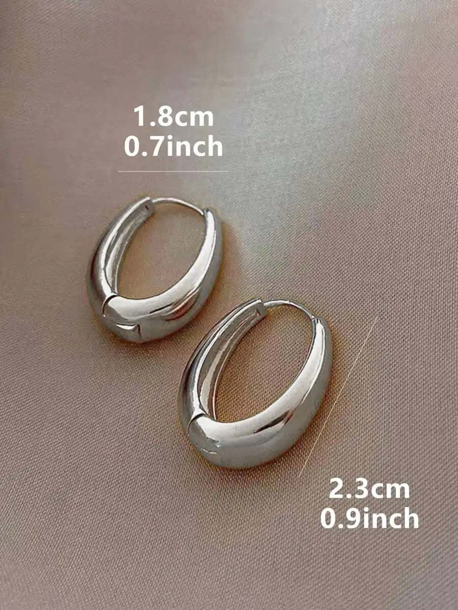 Polished Gold-Tone Oval Hoop Earrings for Everyday Wear image 6