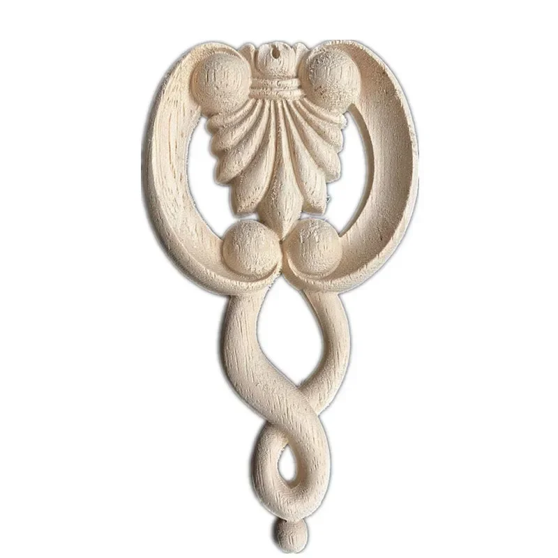 1PC Wooden Applique Onlay Wood Carved Appliques Onlays Decor Unpainted DIY Decorative for Bed Door Cabinet Furniture Accessories
