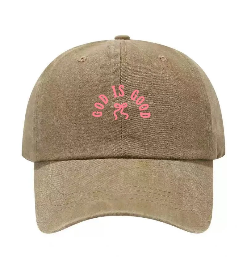 GOD IS GOOD Printed Washed Cotton Adjustable Baseball Cap Classic Snapback Dad Hat Breathable Hat Golf Fishing Outdoor Sun Cap