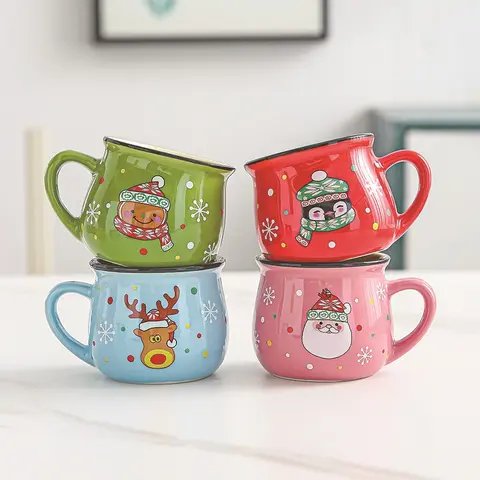 5.12floz Santa Claus Ceramic Mousse Cup 8 Colors Available Kids Coffee Breakfast Dessert Water Mug Coffee Breakfast Water Cup