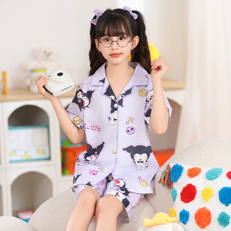 Cinnamon children\'s short-sleeved suit summer thin section boys and girls lapel air-conditioning clothing pajamas wholesale