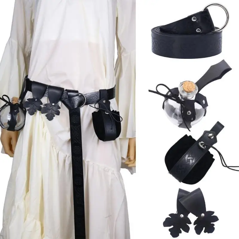 

39BB 1 Set Medieval Costume Set Belt Potion Bottle Mug Holder Skirt Hikes Halloween Accessories