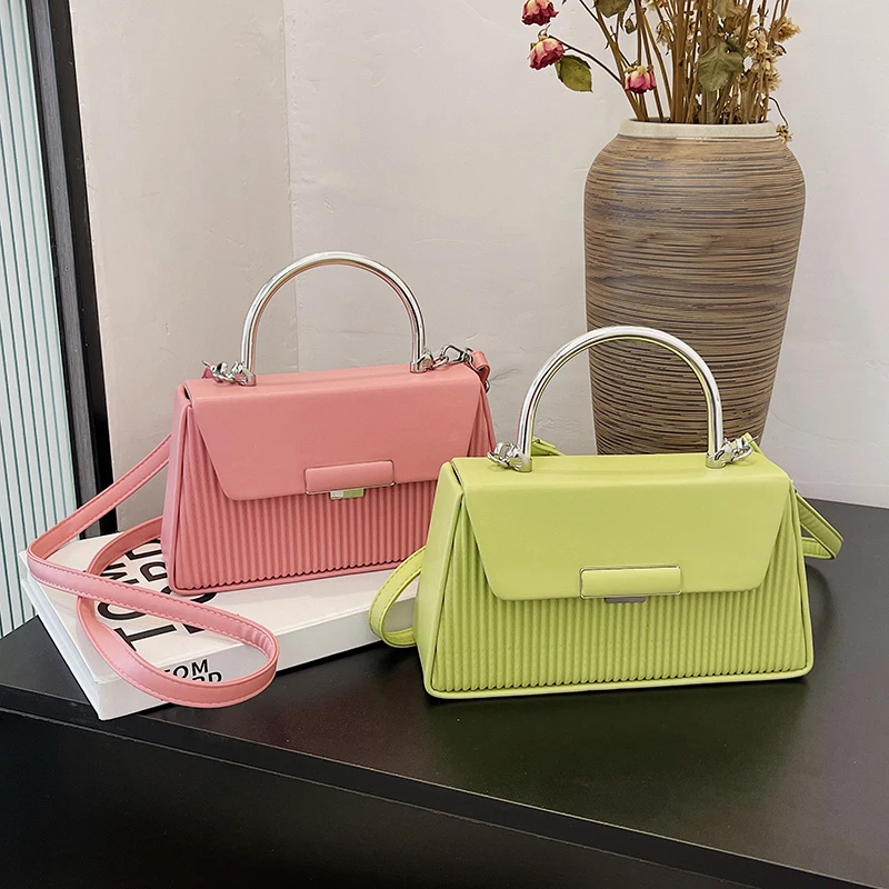 

New Women's bag 2024 Fashionable top-handle bags For Commuting luxury designer lady Metal handle shoulder bags crossbody bag