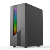 Power Train ES500 PC Gaming Case ATX M-ATX RGB Light Strip Panel Glass Side Transparent Desktop Computer Case Gabinete Gamer USB 6