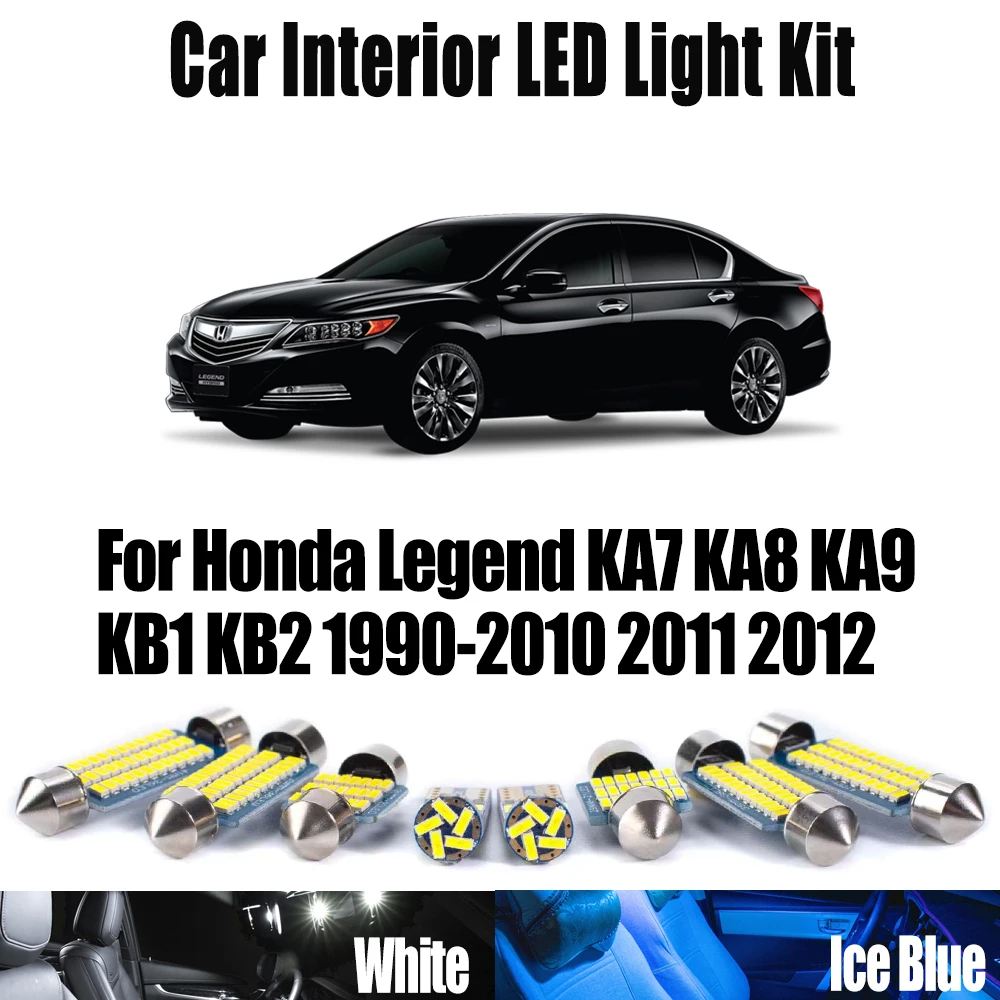 

For Honda Legend KA7 KA8 KA9 KB1 KB2 1990-2008 2009 2010 2011 2012 Car Accessories Canbus LED Interior Map Dome Bulbs Light Kit