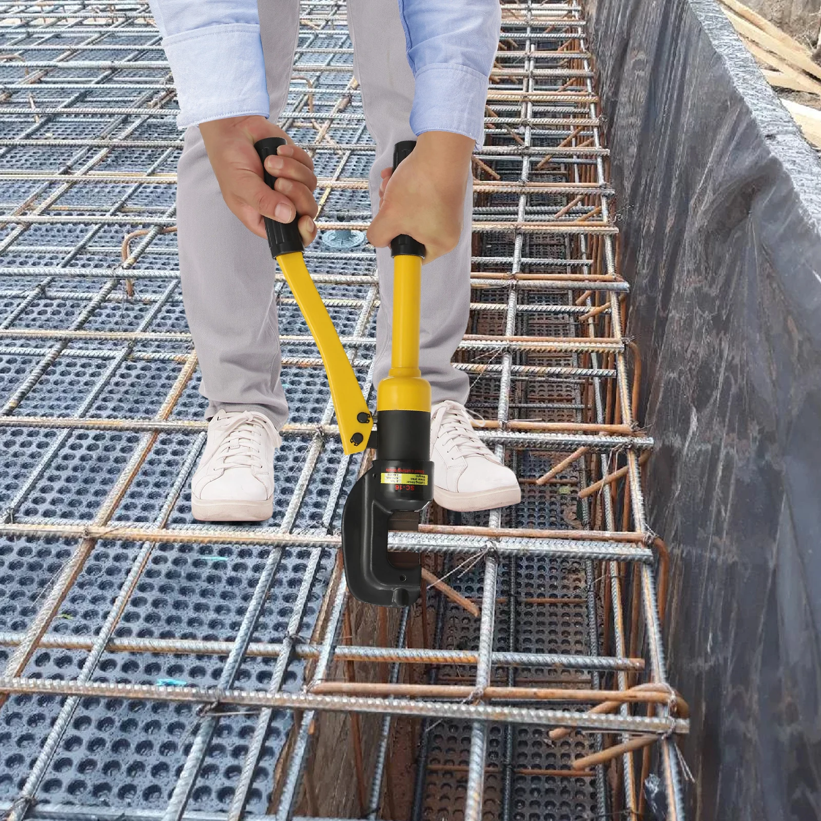 Hydraulic Rebar Cutter,Portable Rebar Cutter,Cutting up to 0.16-0.63 Inch Rebar,with Easy to Carry portable toolbox, Yellow