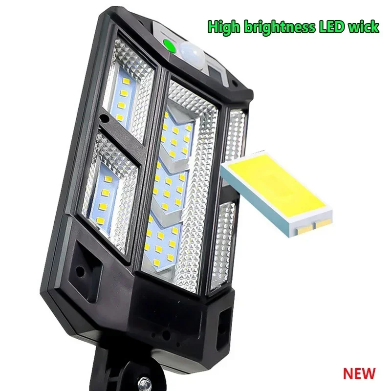 Solar Street Lights Outdoor COB LED With Lights Reflector 3 Lighting Modes Human Body PIR Motion Sensor Wall Light for Garden