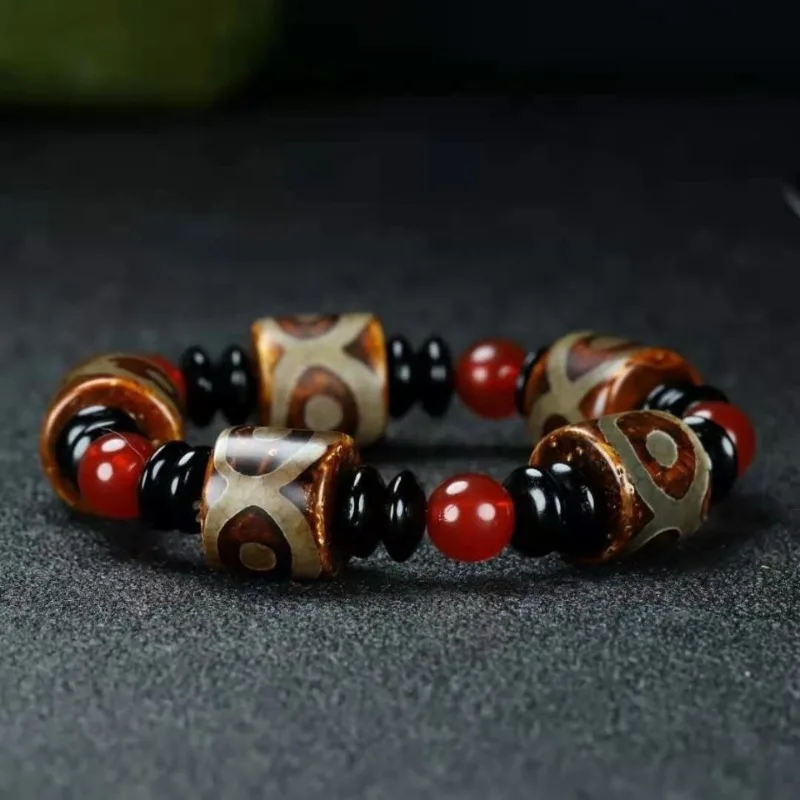New Old Dzi Beads Three-eye Dzi Beads Beaded Bracelets for Men and Women