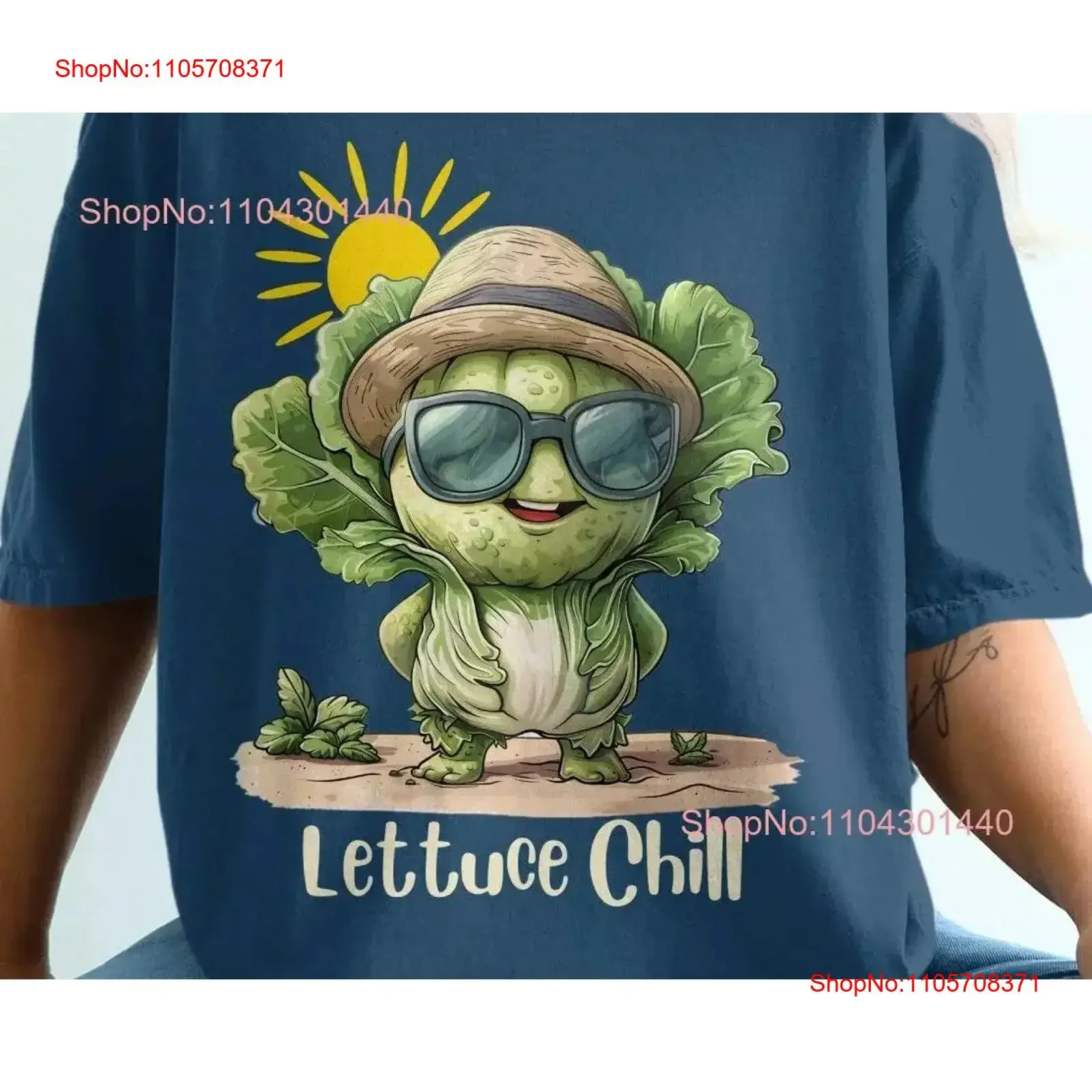 Funny Lettuce Chill T Shirt Cute Vegetable Summer Beachwear Trendy Garden Lover Cool Sunglasses Design vintage Washed Slightly