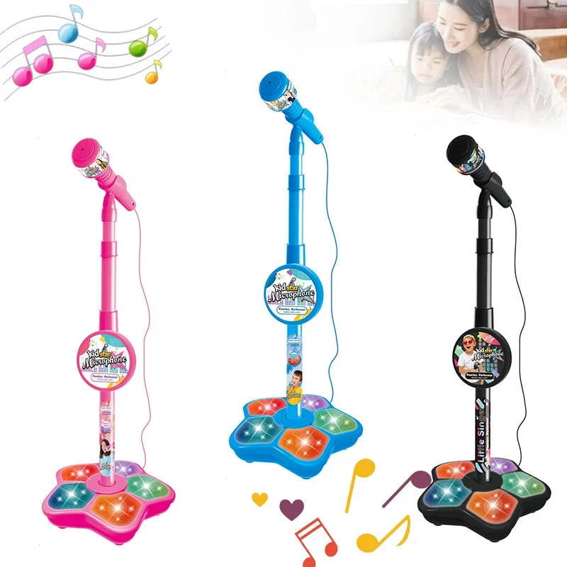 Micrófono con soporte para niños, canciones de Karaoke, instrumento musical, juguete educativo de entrenamiento mental, regalo de cumpleaños para niña y niño