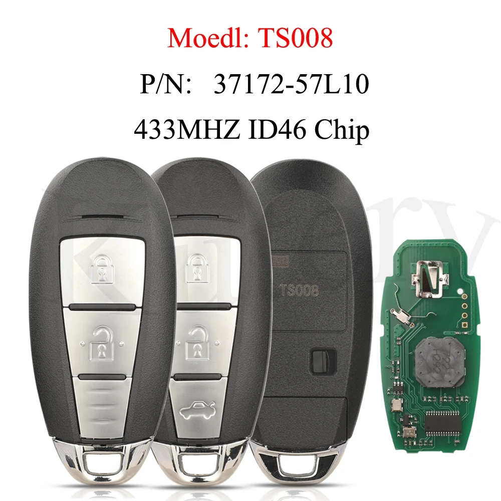 

Jingyuqin 2/3 Button Smart Remote Key 433Mhz ID46 Chip For Suzuki Swift Kizashi FCCID：TS008 P/N 37172-57L10