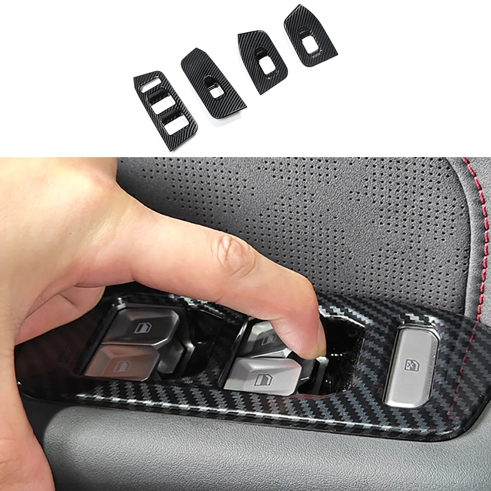 Car Window Control Panel Cover For Chery Jetour Traveler T2 2023 2024 Carbon Fiber Color Door Glass Regulator Decorative Cover