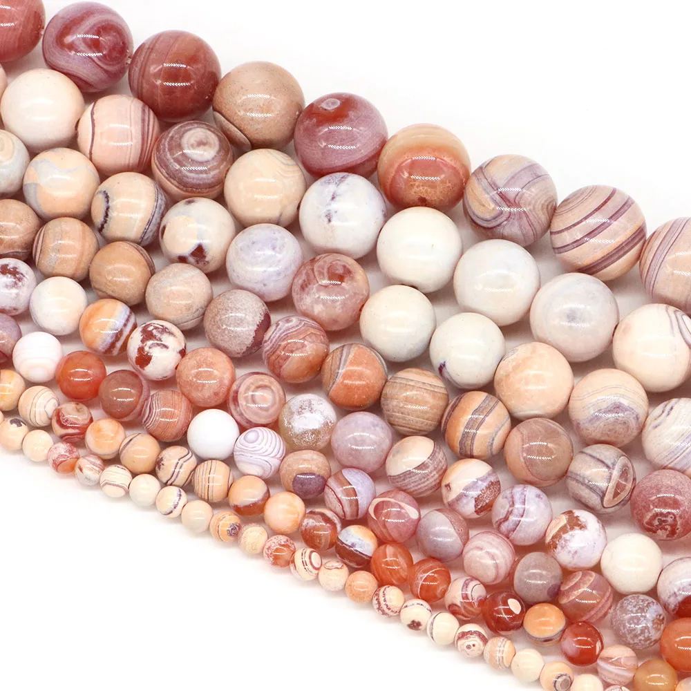 Natural Stones Striped Agate Beads Healing Crystals Round Loose Spacer Bead for Jewelry Making DIY Bracelet Necklace Accessories
